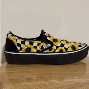 Vans Sunflower Checkered Slip-On Sneakers - Black and White